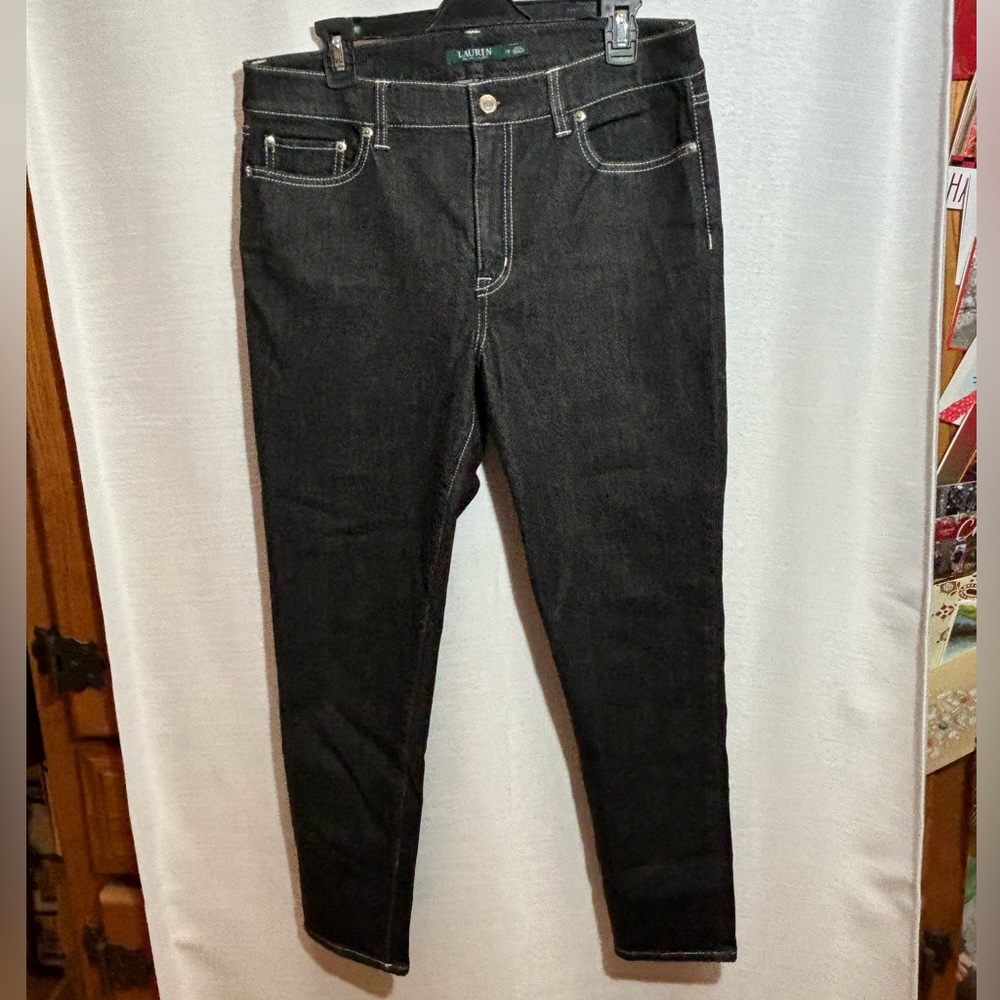 Lauren Ralph Lauren Premier Skinny Ankle Mid Rise black Jeans Womens Size 12 EUC